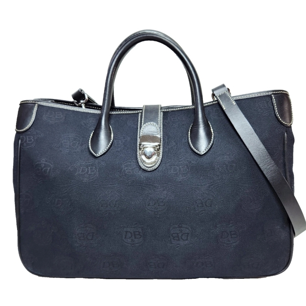 DOONEY & BOURKE Logo Jacquard Large Satchel Convertible Crossbody Tote Black